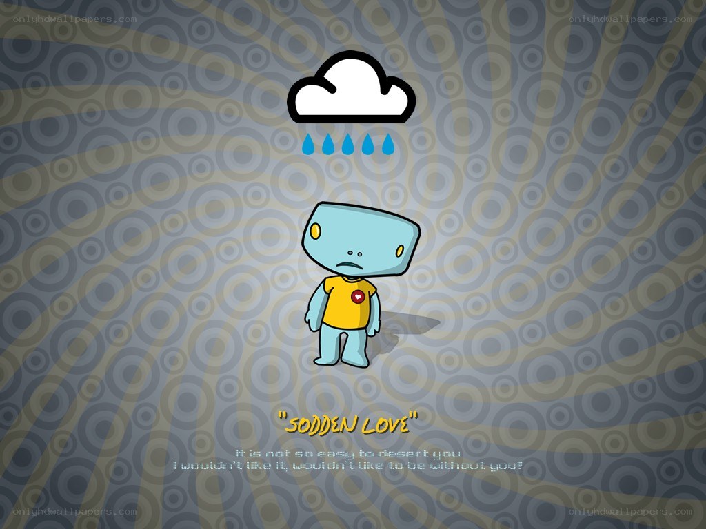 sad robot under rain