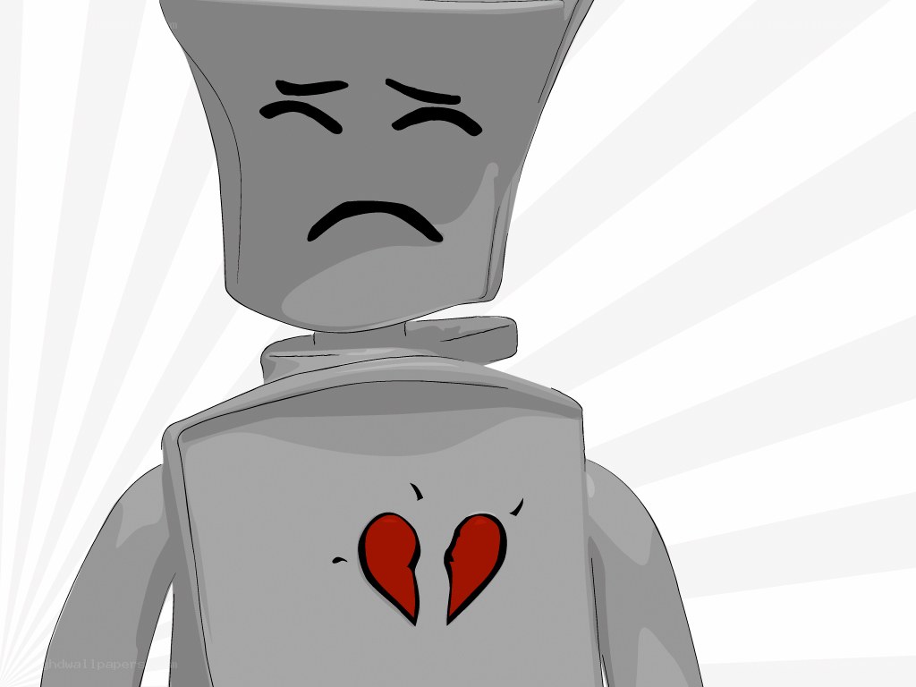 sad robot with broken heart