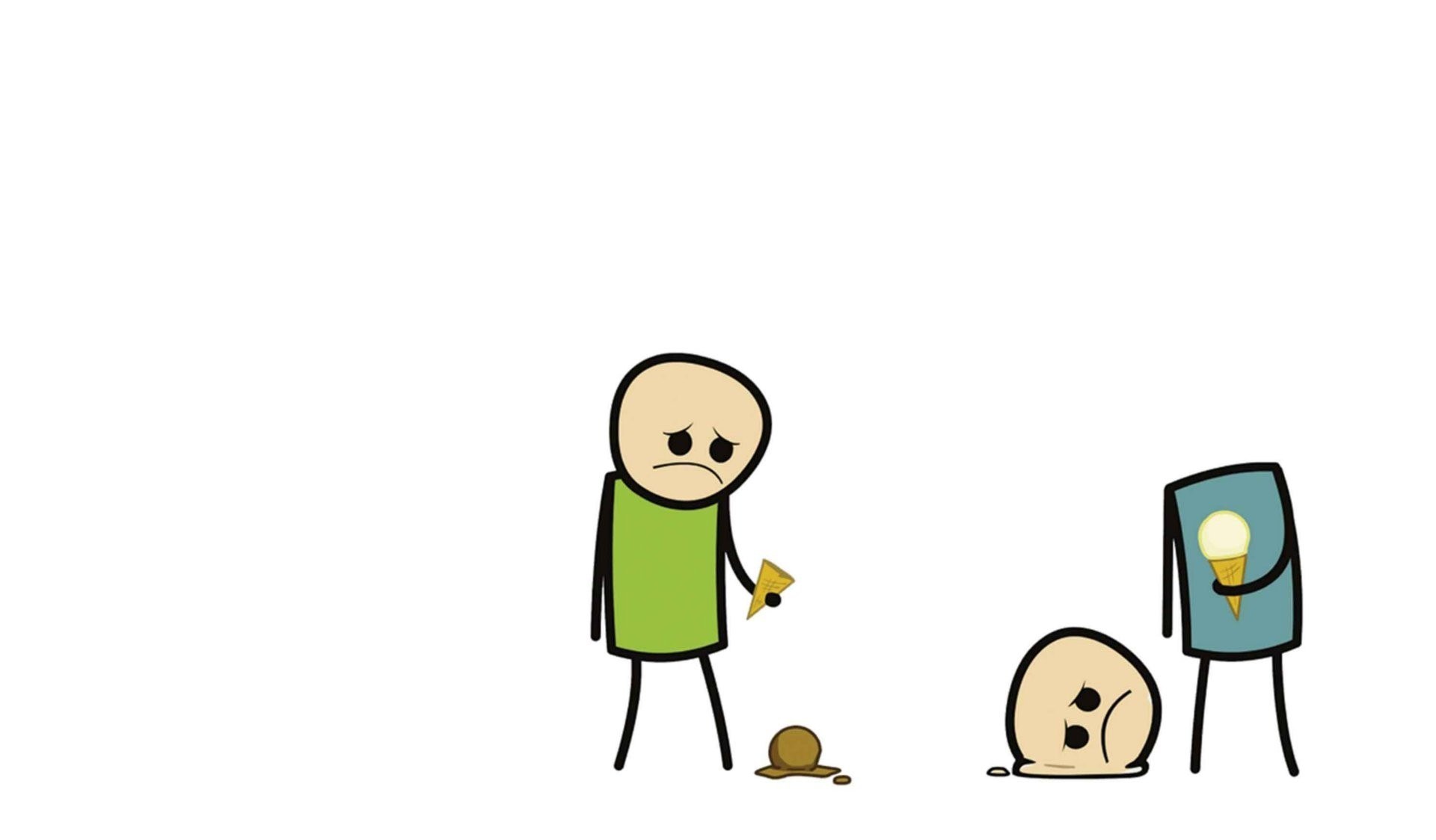 sad stick figures with ice cream