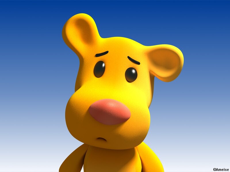 sad yellow cartoon bear