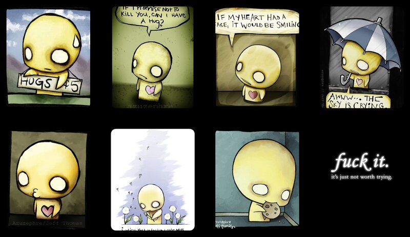 sad yellow character comic