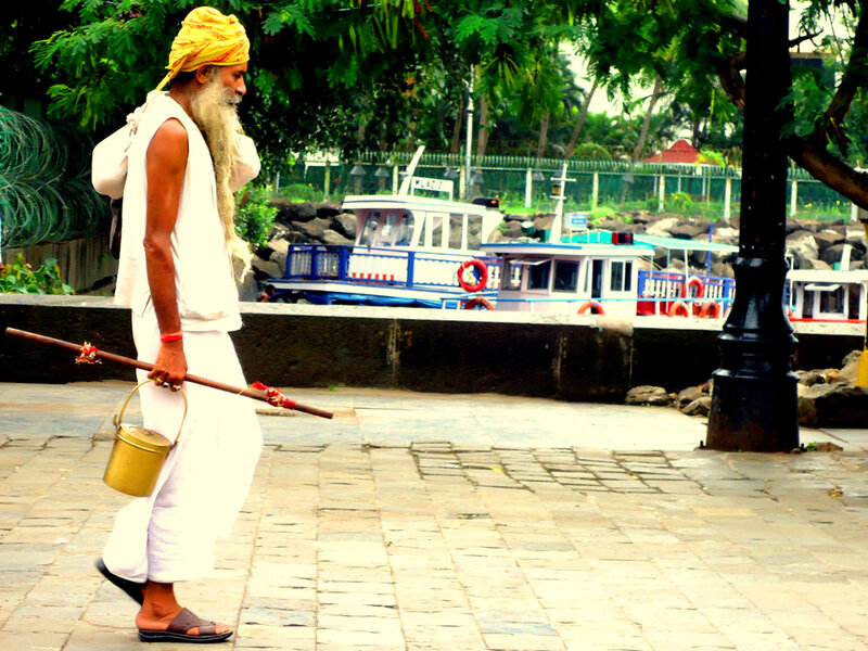 Sadhu with Staff and Bucket