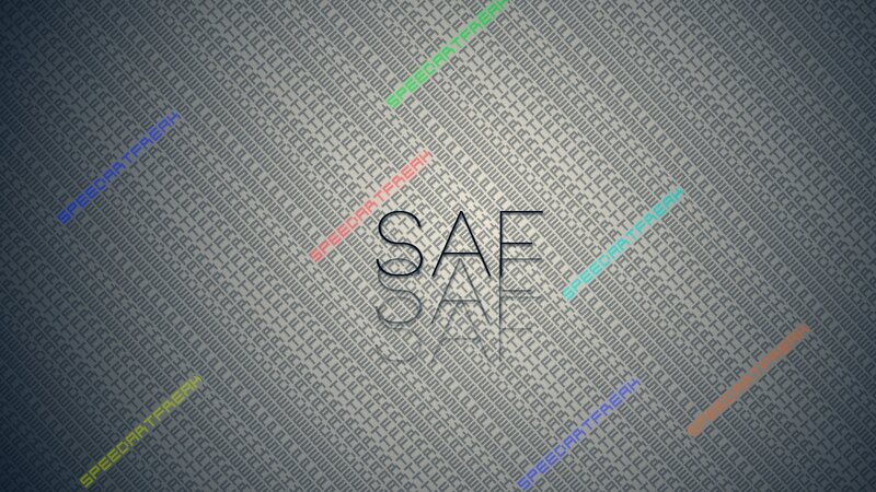 SAF logo with watermark pattern