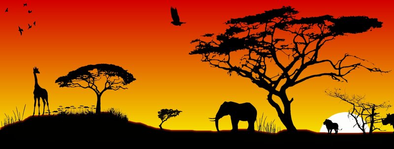 Safari Animals at Sunset — Red