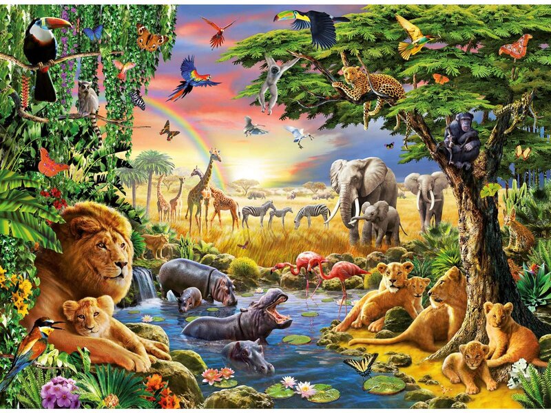 Safari Animals in Jungle — Green