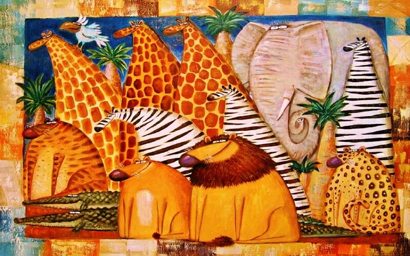 Safari Animals in Painting