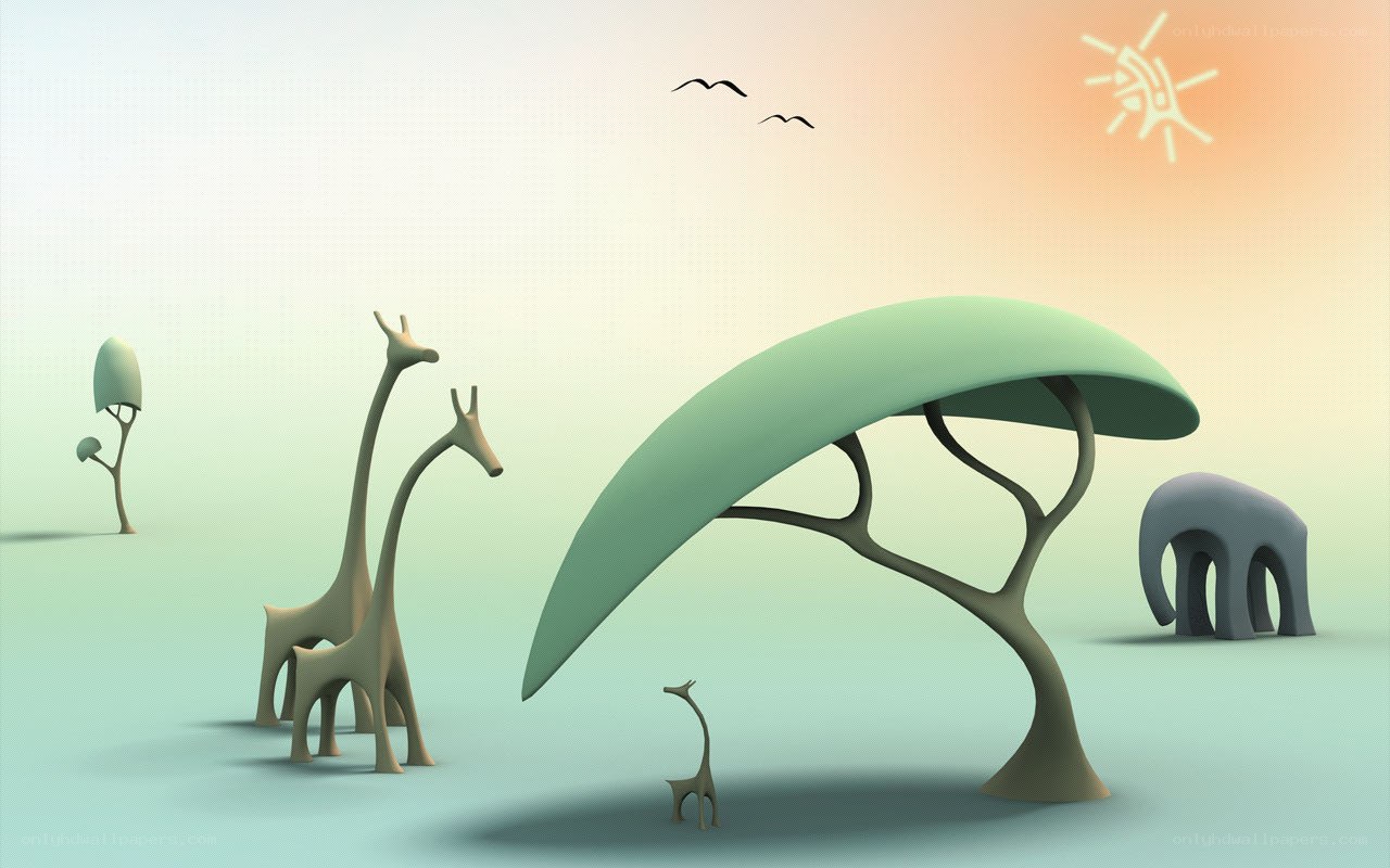 Safari scene with stylized animals