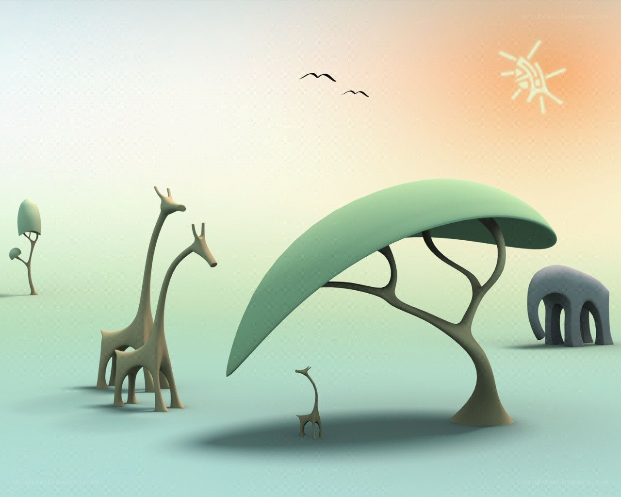 Safari scene with stylized animals