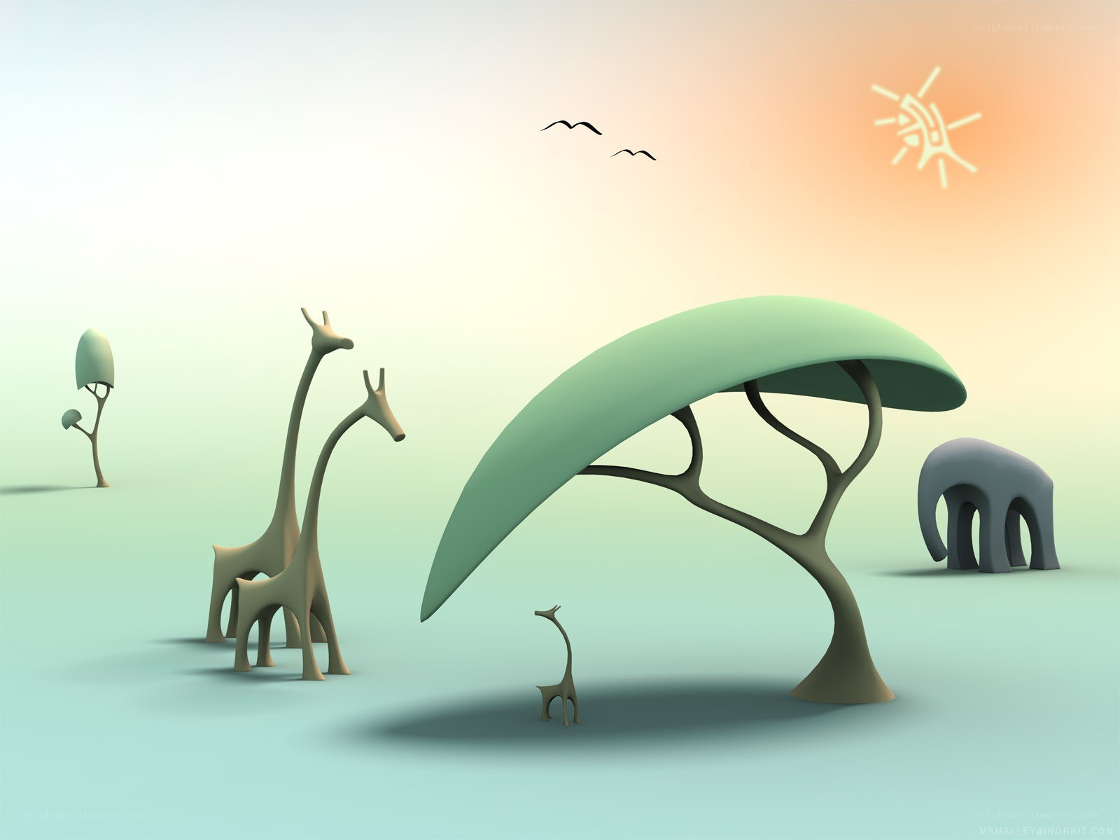 Safari scene with stylized animals