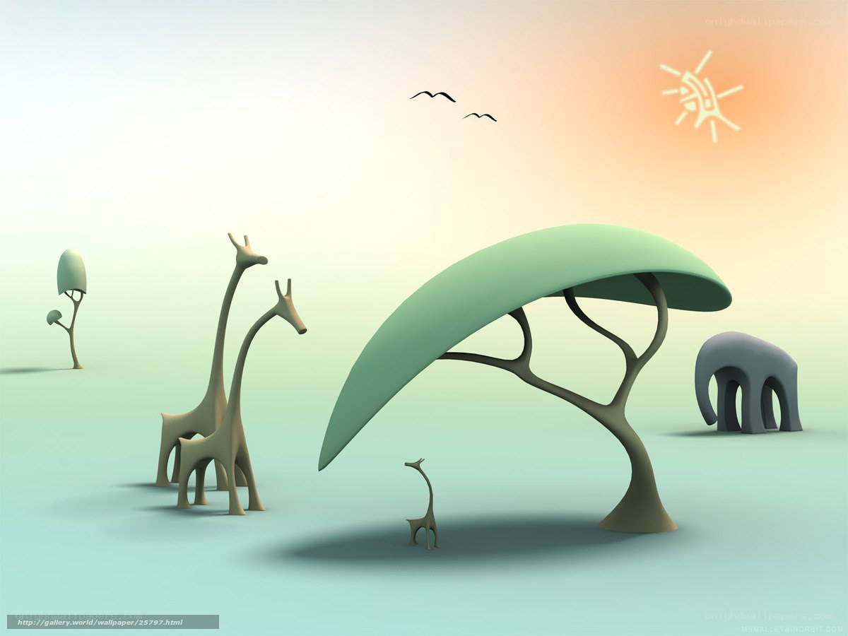 Safari scene with stylized animals