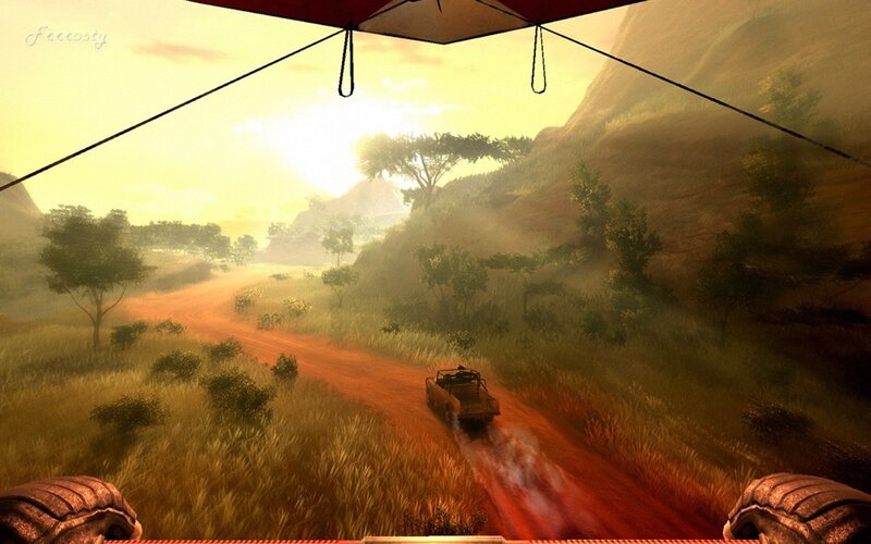 Safari vehicle on dirt road