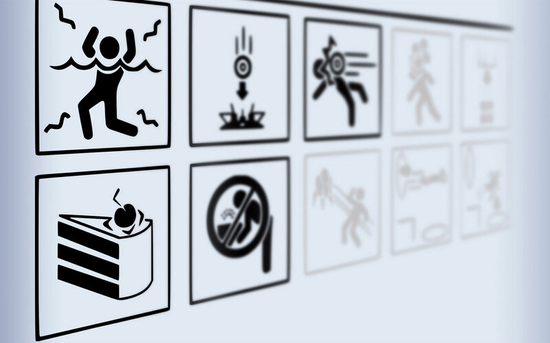 safety icons on a wall