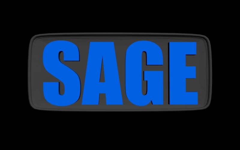 SAGE logo on black background