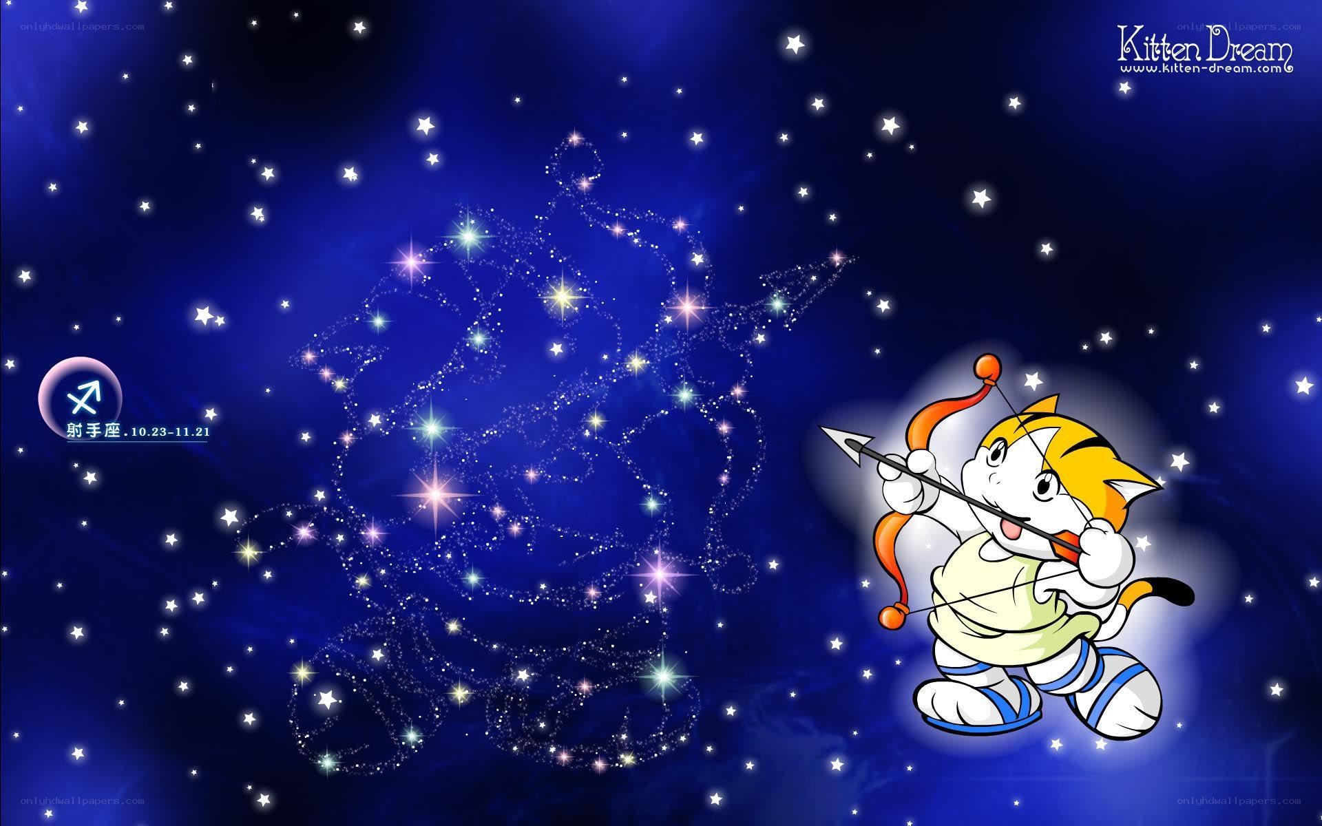 Sagittarius zodiac cat wallpaper