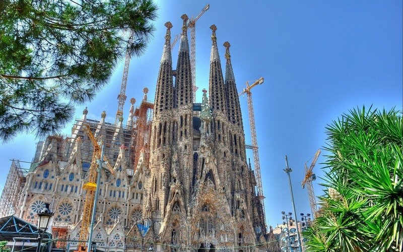 Sagrada Familia Cathedral — Blue, Dramatic