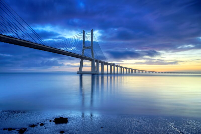 Sagres Bridge at Dusk — Blue