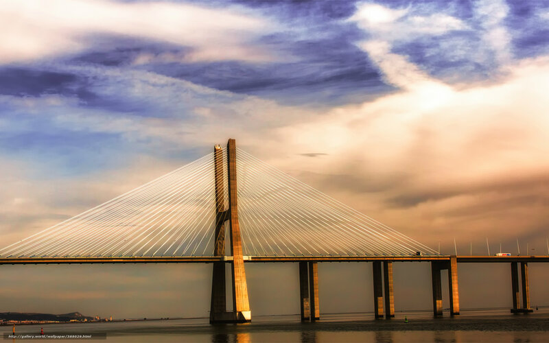 Sagres Bridge at Sunset — Blue, Dramatic