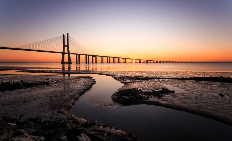 Sagres Bridge at Sunset — Orange, Serene