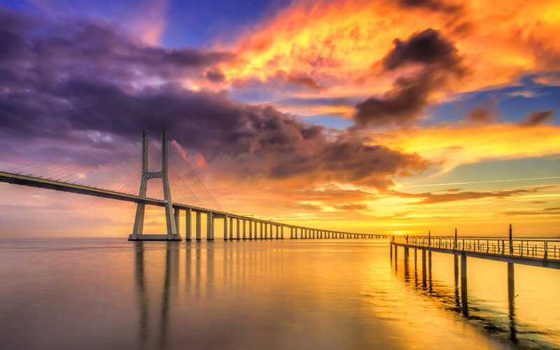 Sagres Bridge at Sunset — Orange