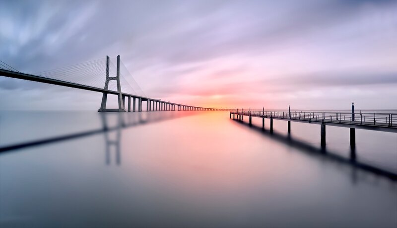 Sagres Bridge at Sunset — Pink, Serene