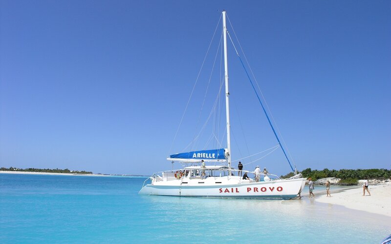 Sail Provo catamaran on beach