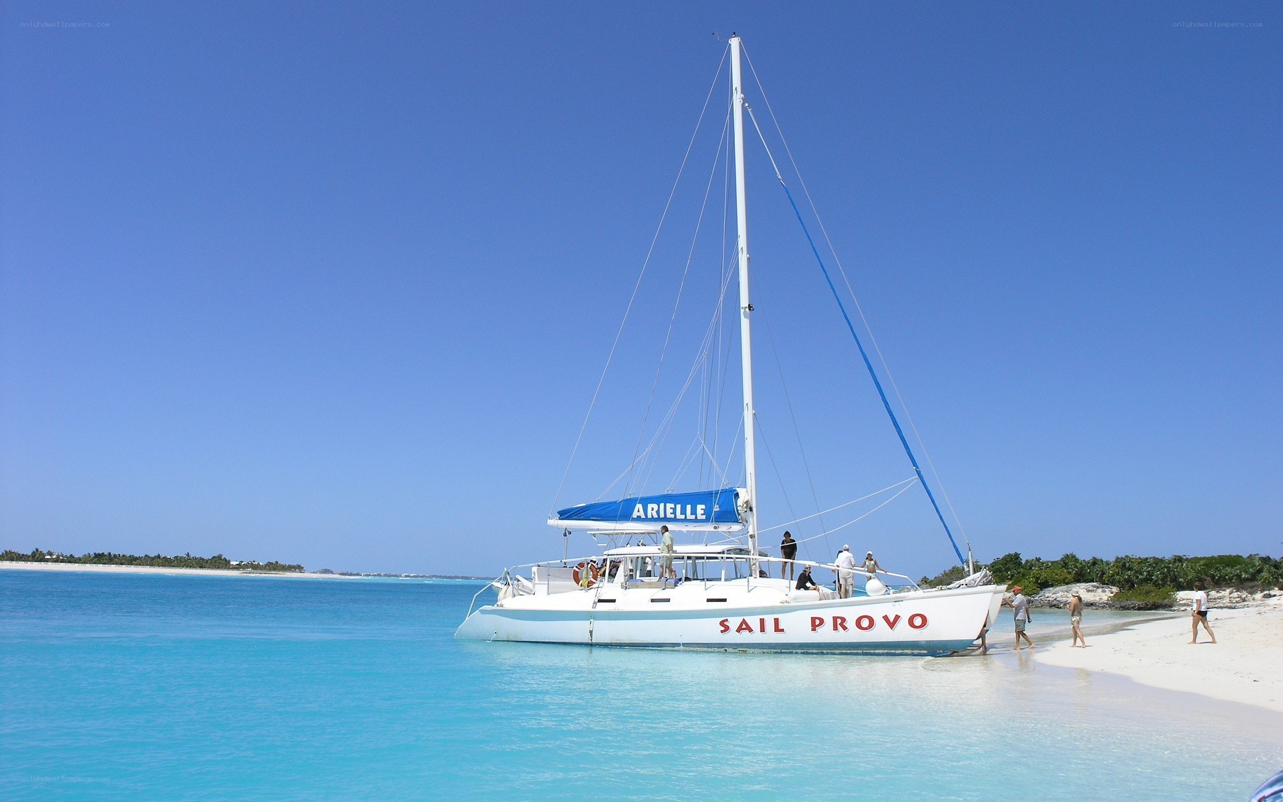 Sail Provo catamaran on beach