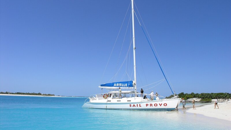 Sail Provo catamaran on beach