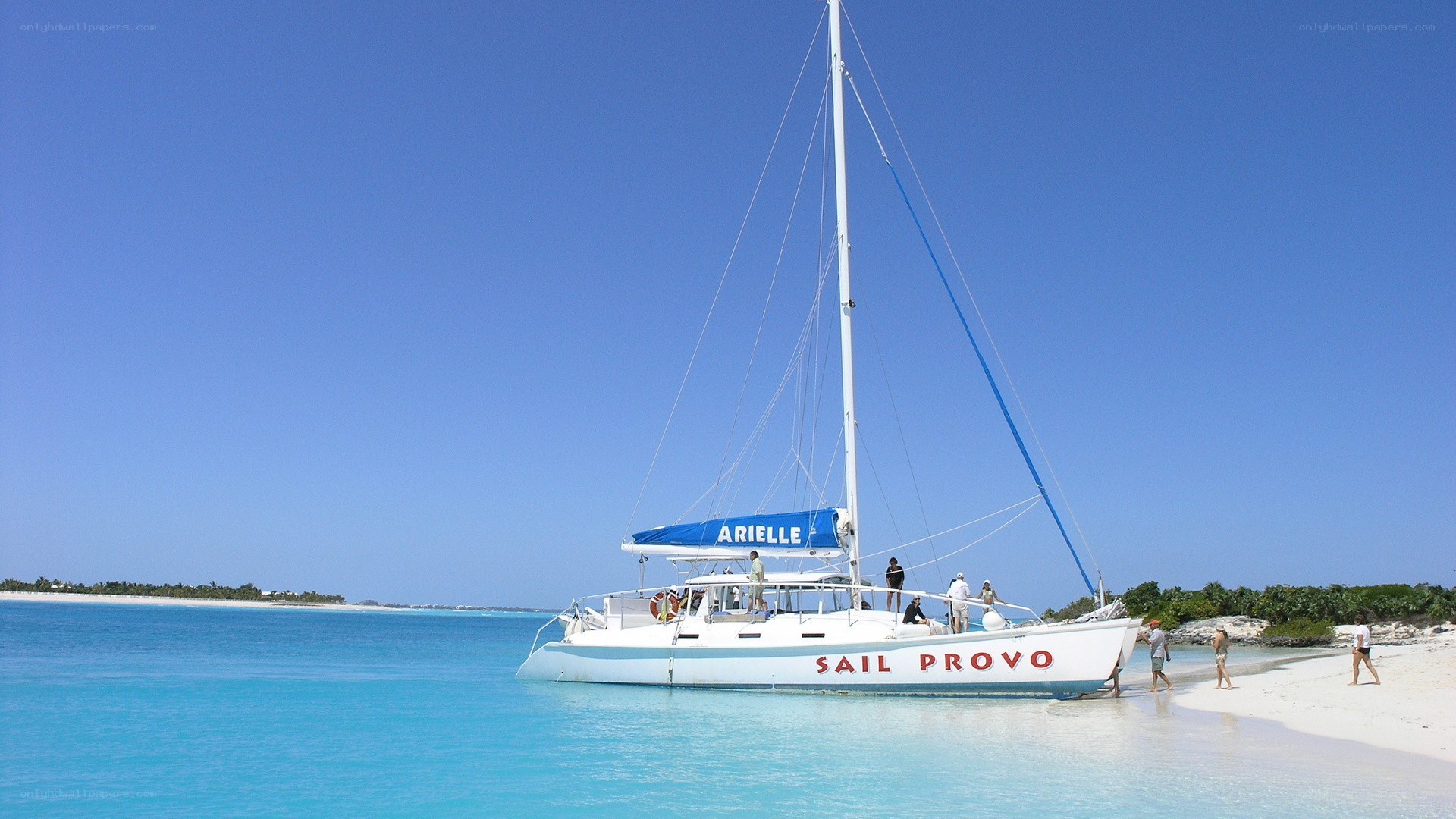 Sail Provo catamaran on beach