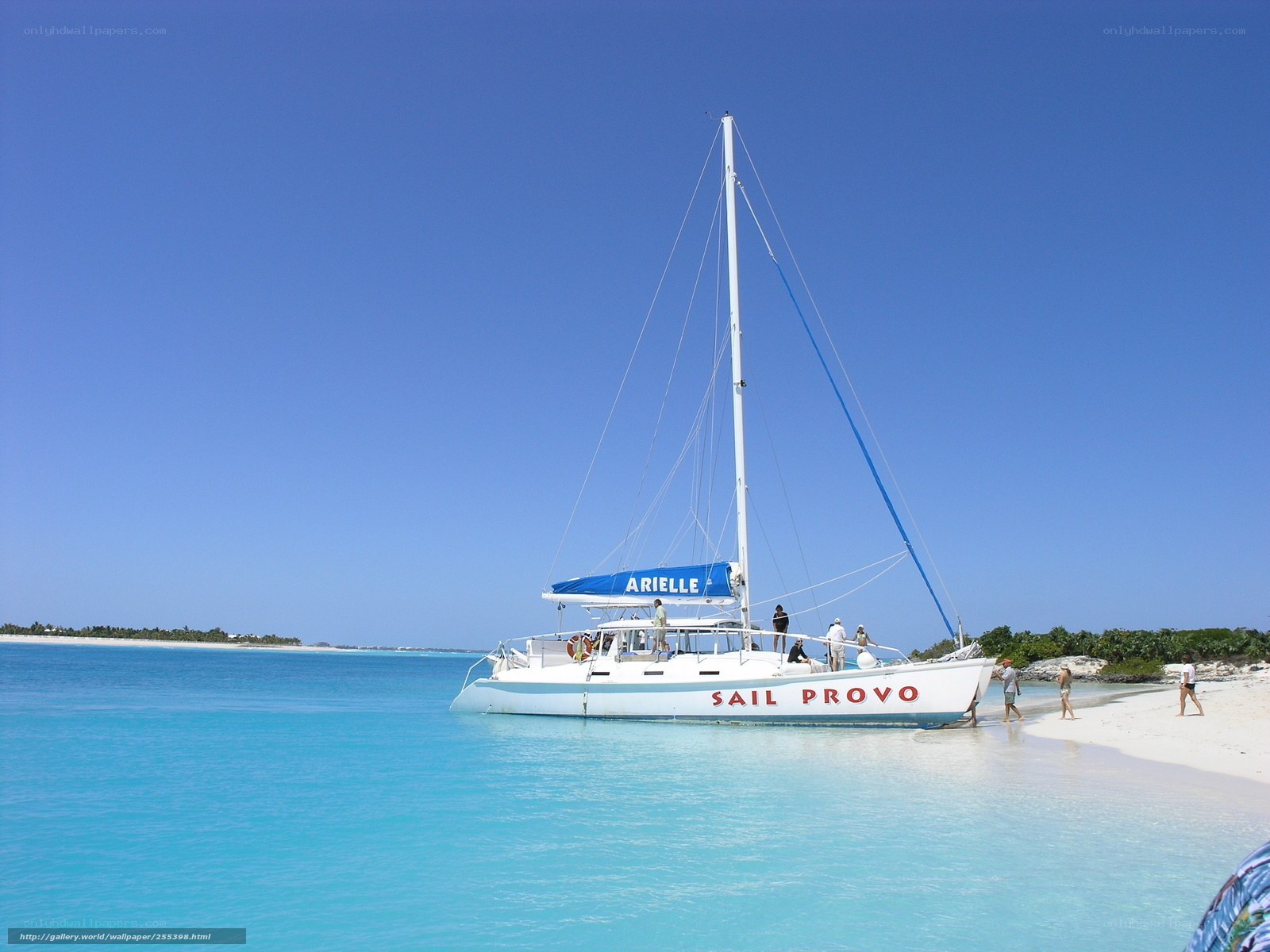 Sail Provo catamaran on beach