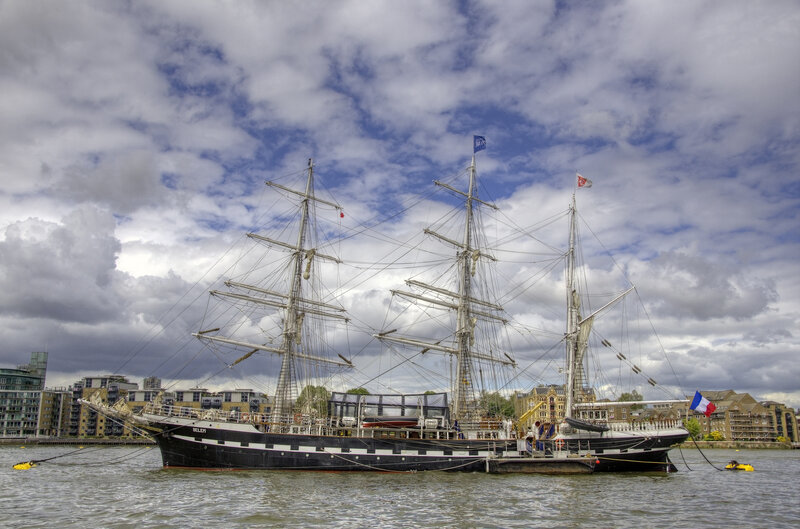 Sail Training Ship — Blue, Dramatic, Afternoon