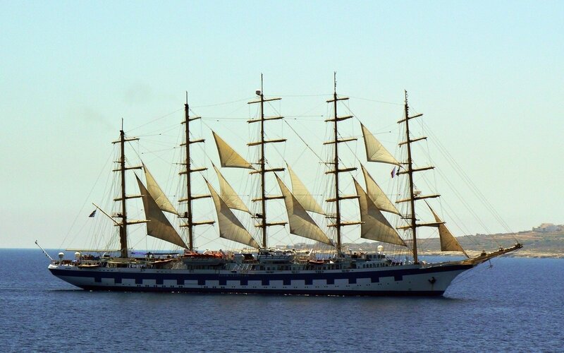 Sail Training Ship — Blue, Serene, Afternoon, Photograph, Sails, Ocean