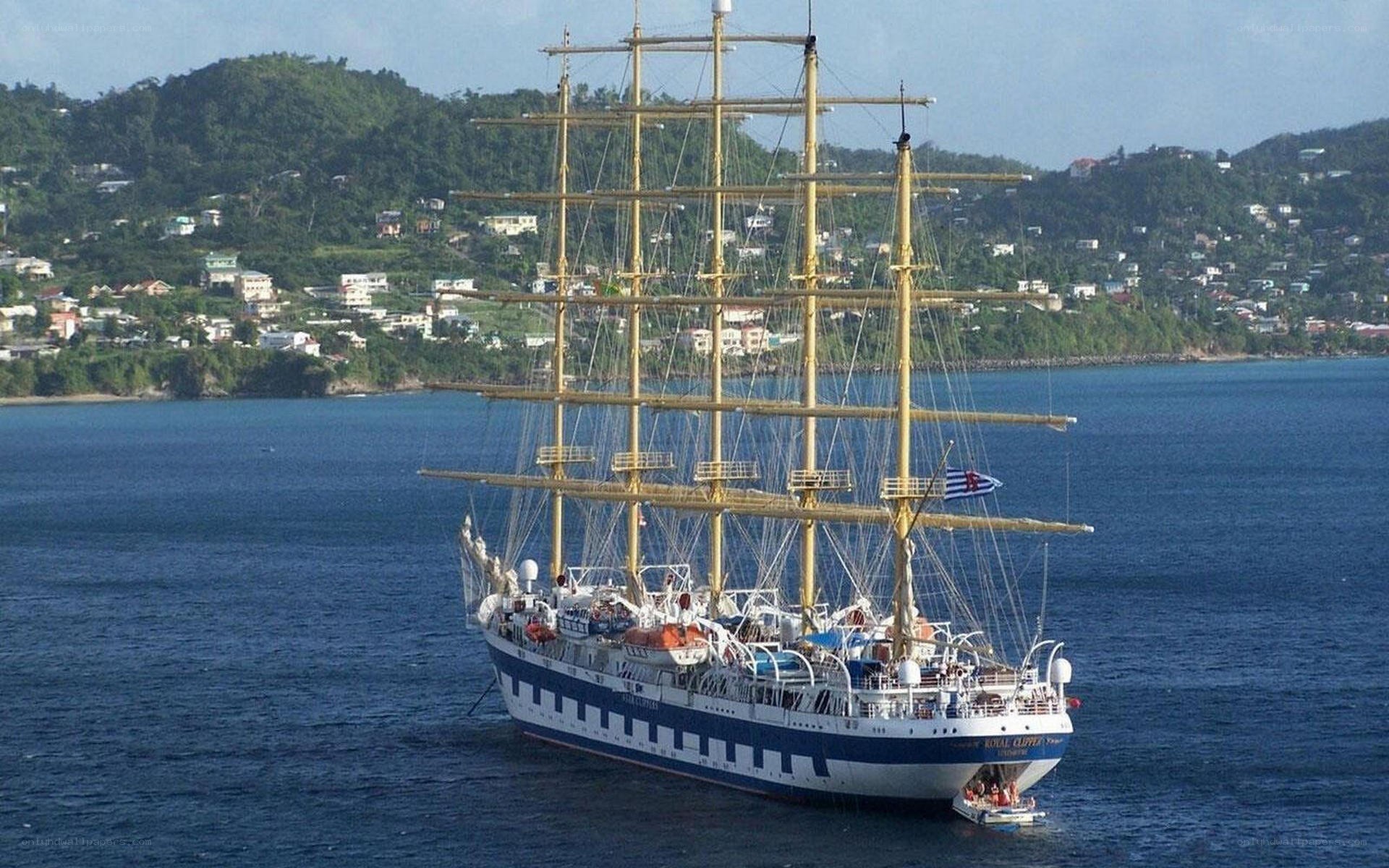 Sail training ship in harbor