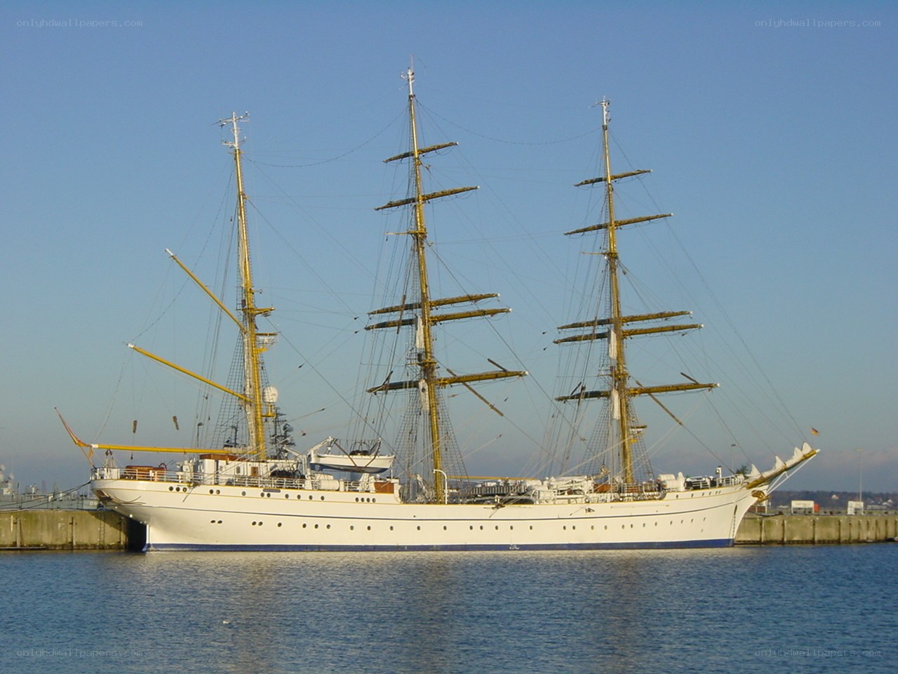 sail training ship in harbor