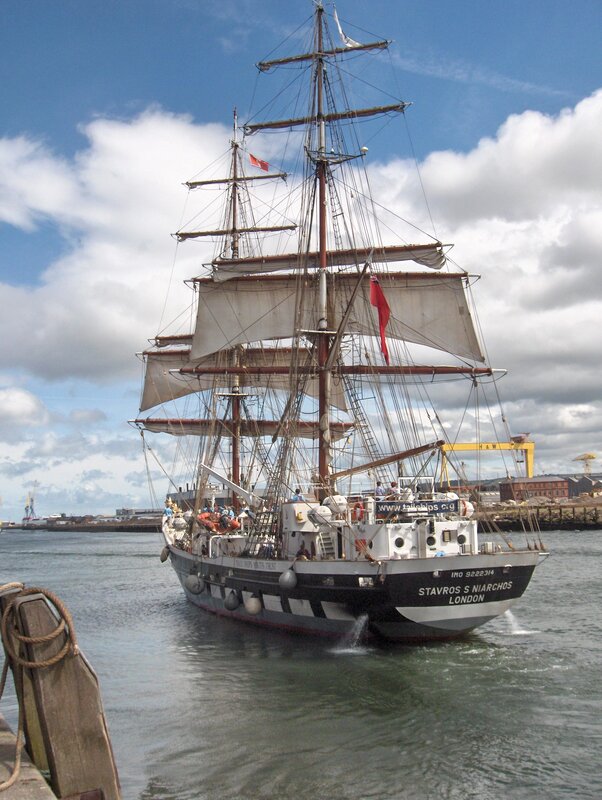 Sail training ship in harbor