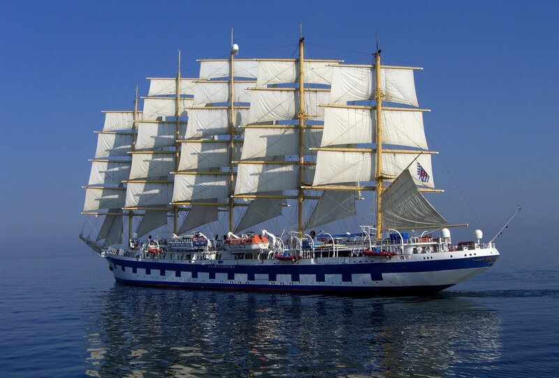 Sail training ship on calm sea