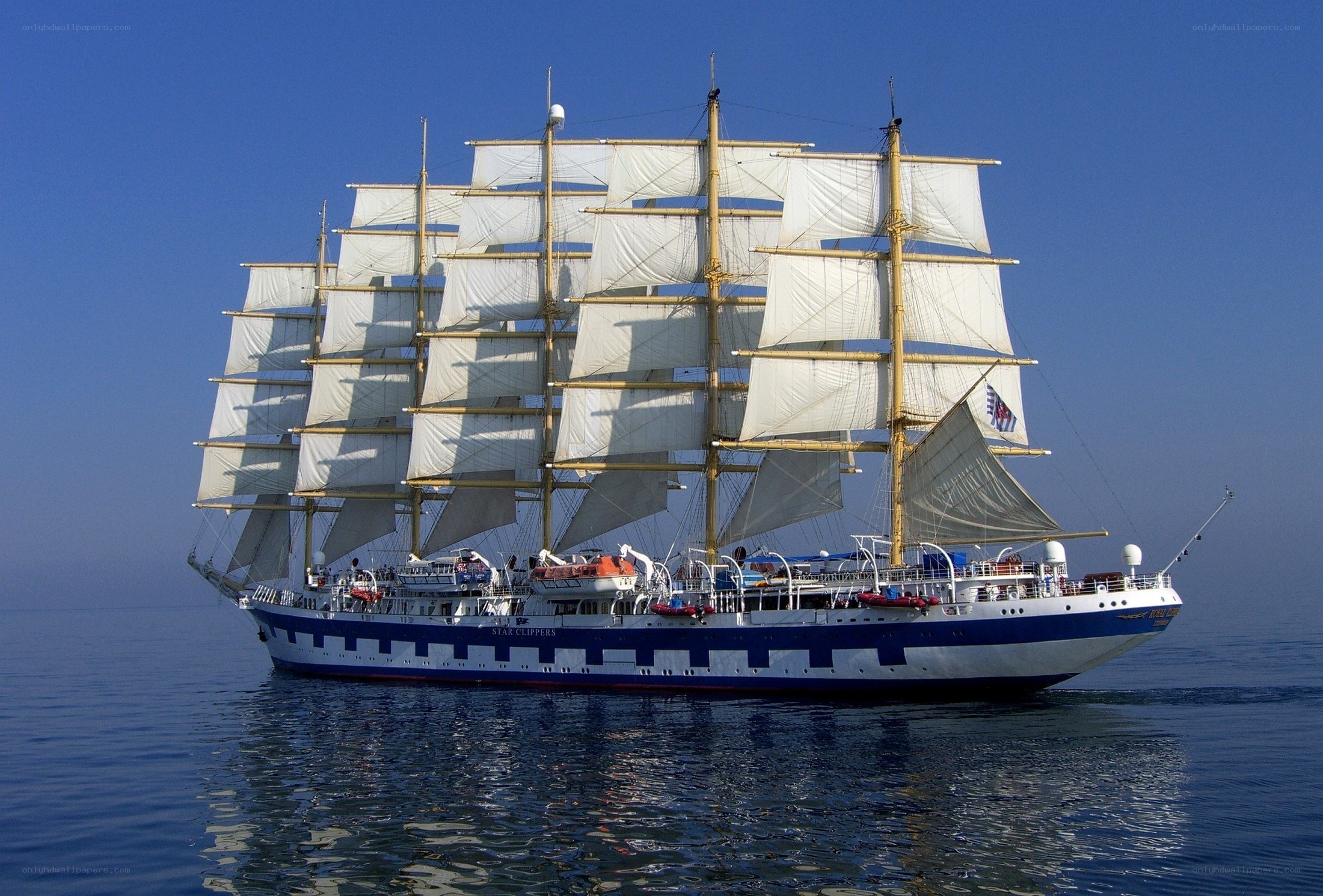 Sail training ship on calm sea