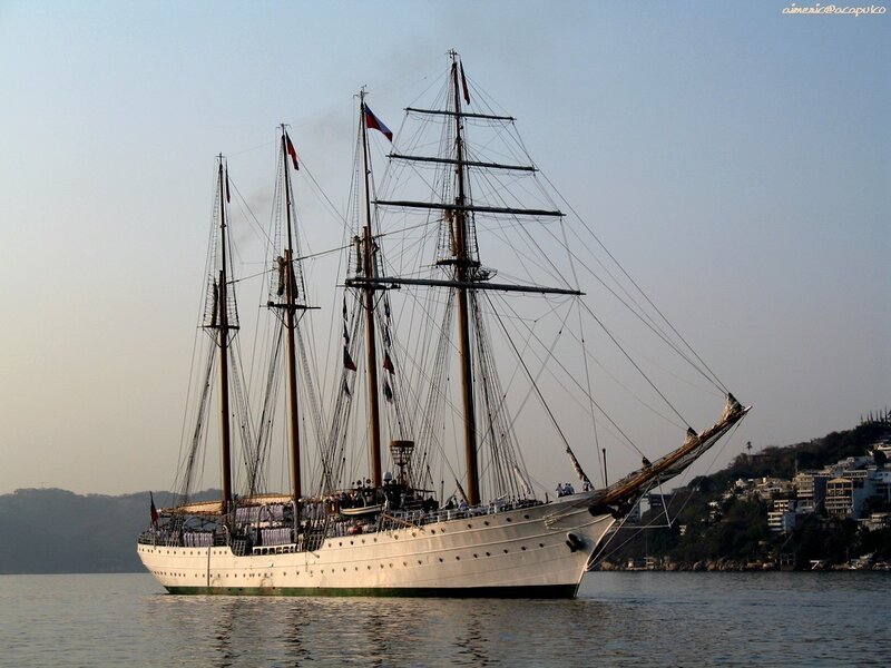 Sail Training Ship — White, Serene, Sunset, Photograph