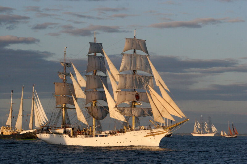 Sail Training Ship — White, Serene, Sunset