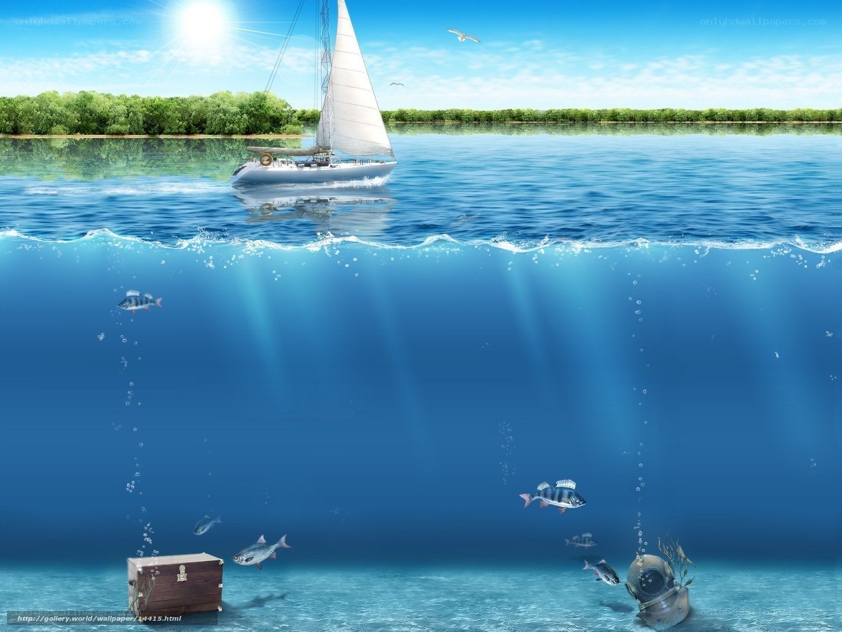 Sailboat and underwater scene