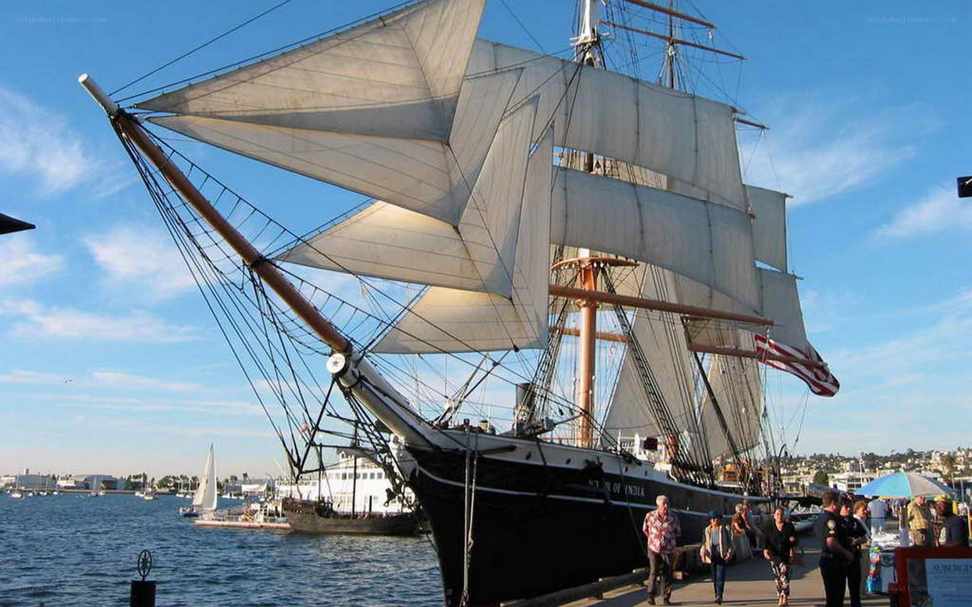Sailboat at a harbor