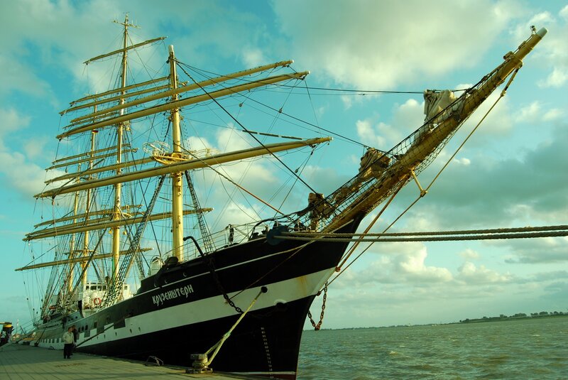 Sailboat at a harbor