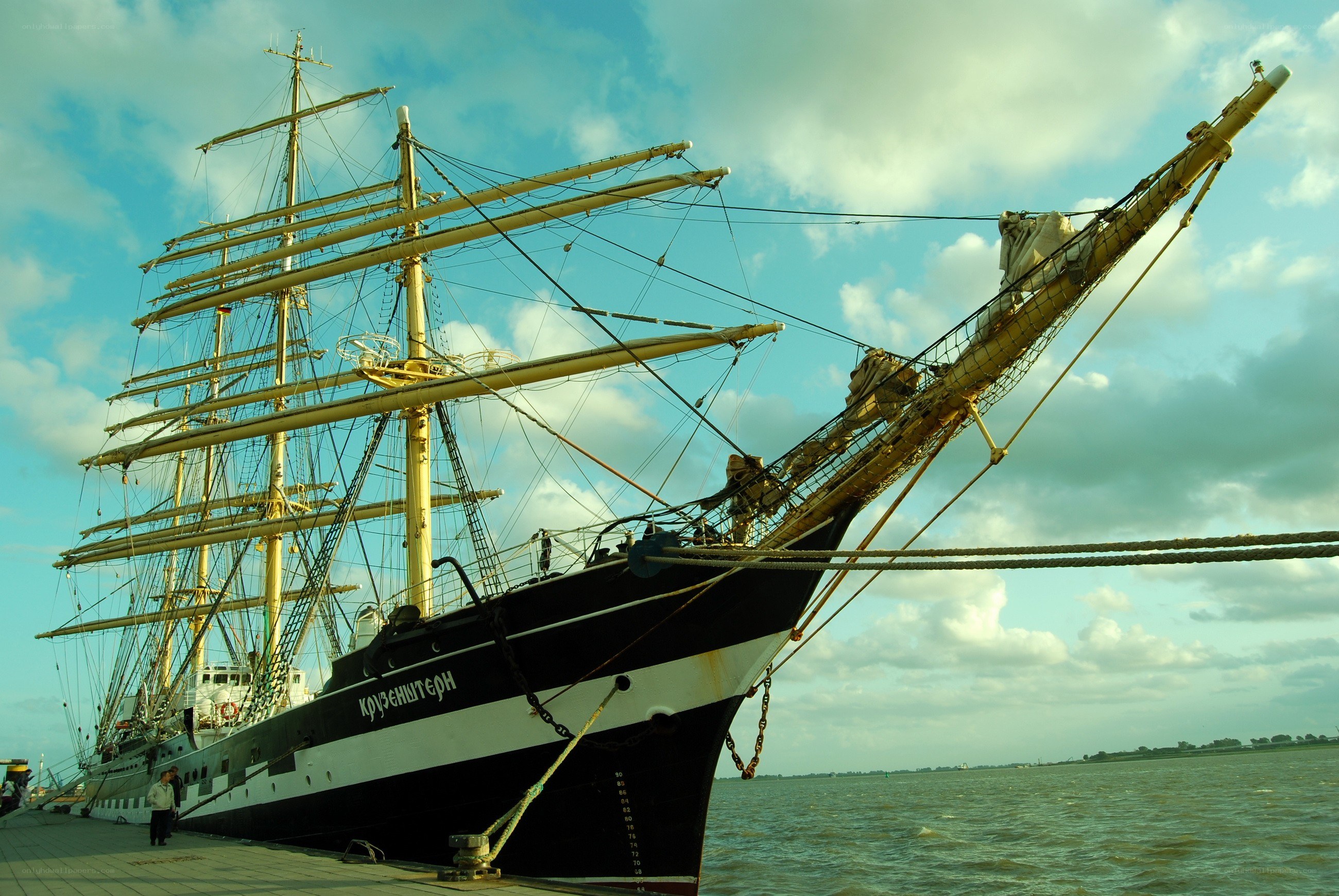 Sailboat at a harbor