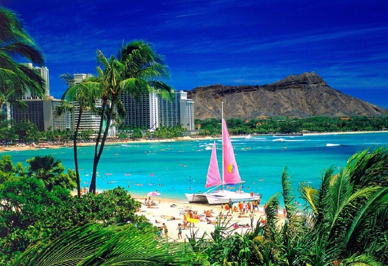 Sailboat at Beach — Blue
