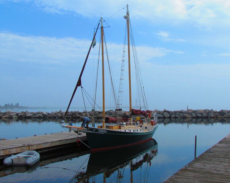 Sailboat at Dock — Blue, Calm, Morning