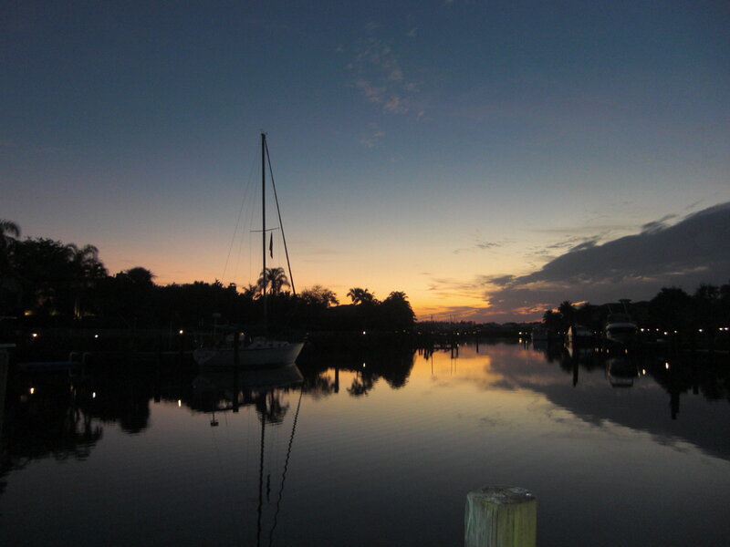 Sailboat at Dusk — Blue