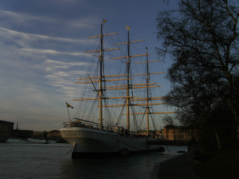 Sailboat at dusk in Stockholm
