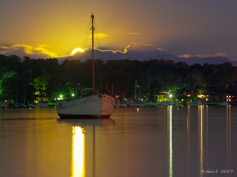 Sailboat at Dusk — Yellow