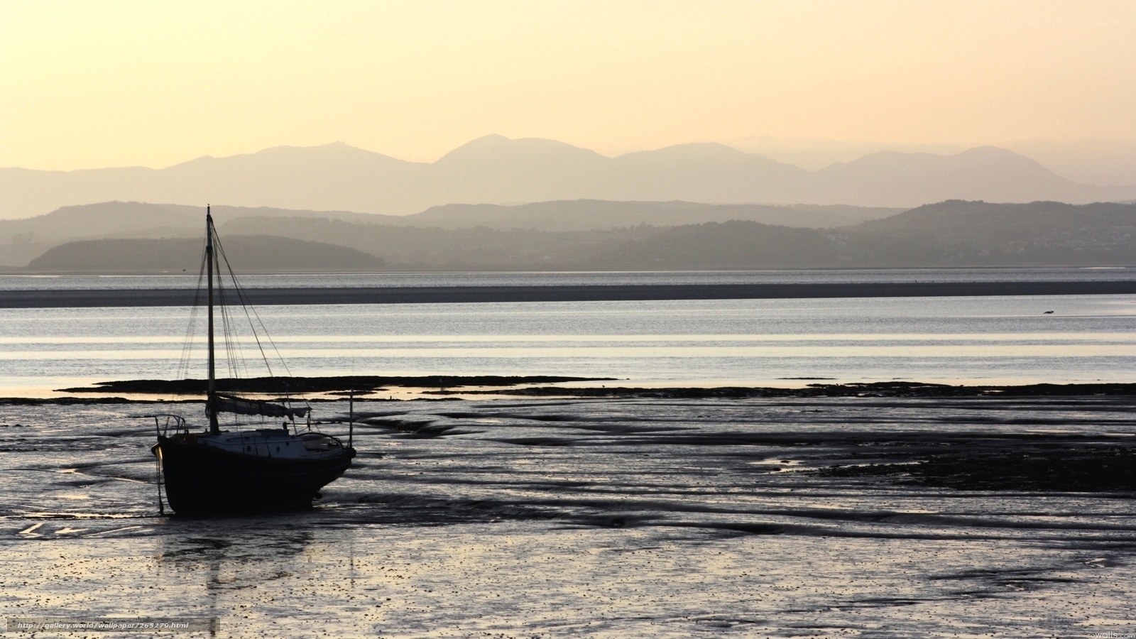 sailboat at low tide