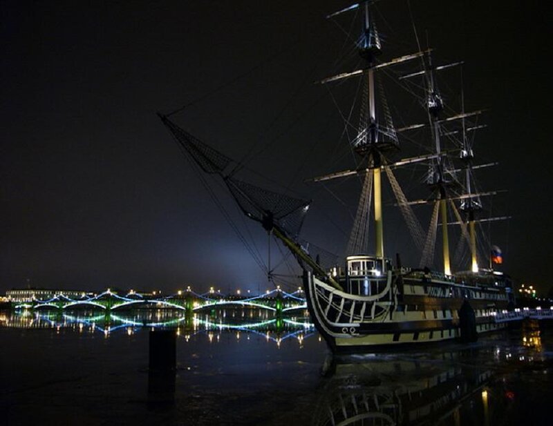 Sailboat at Night — Black, Calm