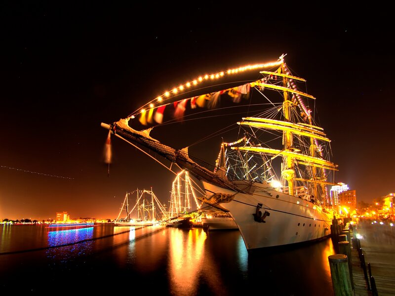 Sailboat at Night — Black, Dramatic, Photograph, Ship